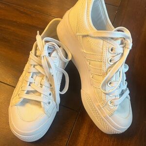 5.5 Women’s Adidas Nizza Platform White Sneakers